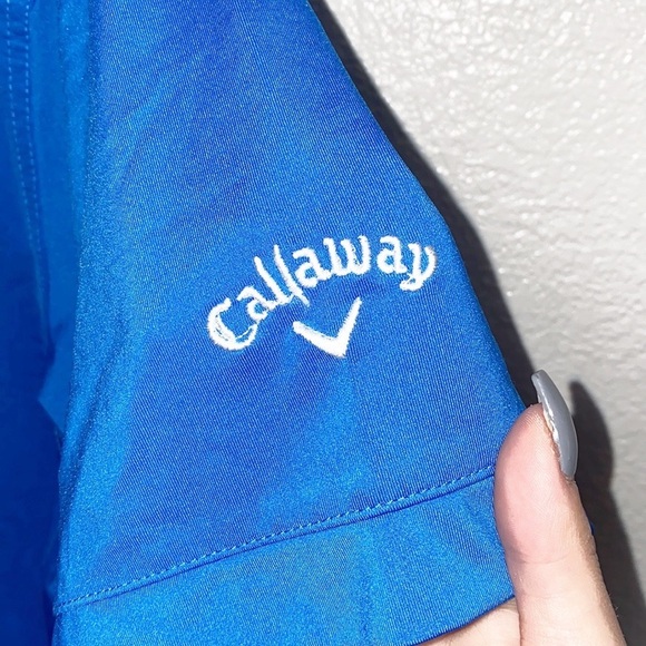 Callaway Opti-Dri Blue And White Moisture Management Mens Golf Polo - Picture 4 of 8